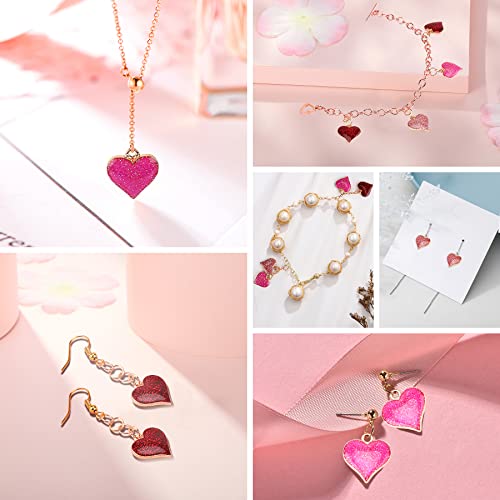 SANNIX 90Pcs Valentine's Day Heart Charms with 150Pcs Jump Rings, 3 Colors (Red, Pink, Rose Red), DIY Jewelry Making Crafts Supplies - color: 3 color