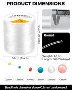 2 Rolls FIVEIZERO Elastic Bracelets String Cord, 0.4/0.5/0.6/0.7/0.8/1mm Round Crystal Elastic String for Bracelets Necklace Beading & Jewelry Making, Total 218Yds Transparent Stretch Bead Cord Thread - size: 0.8mm Round Crystal Clear (2 Pack)