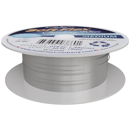 Soft Flex 49 Strand Beading Wire - Medium 0.19 Diameter - 30 Feet Nylon Design Wire - style: Satin Silver