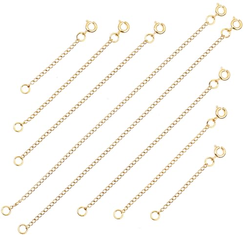 Anezus 8PCS Gold Necklace Extenders, 18K Gold Plated Jewelry Extenders Extension Chain for Necklaces, Bracelets and Anklets (Assorted Sizes) - color: Gold