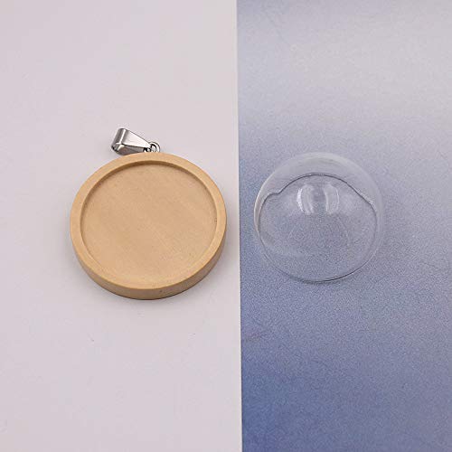 ZenRa 10-Piece Glass Dome Pendant Set with Wooden Base and Hollow Glass Cabochons (30mm Mixed Color) - size: 30mm Dome Mixed Color