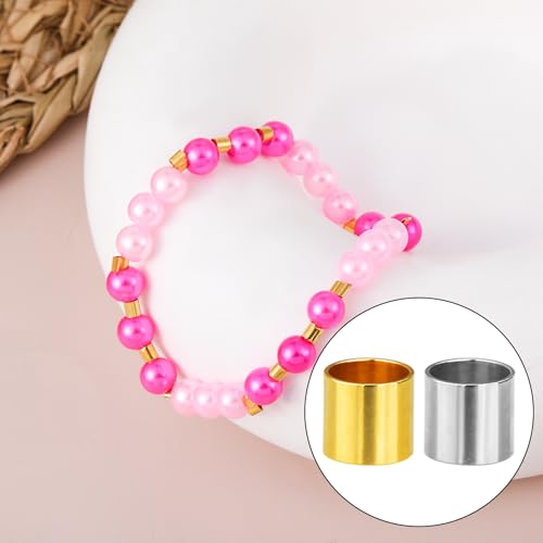 1000 Pcs Crimp Tube Beads for Jewelry Making, 2x2 mm Gold and Silver Round Crimp Beads, Plated Brass Tube Bead, Crimping Bead, Column Stoppers to Secure The Ends of Jewelry Strings, DIY Bracelet