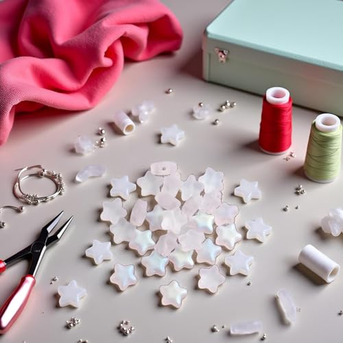 30 Pcs Crystal Glass Star Beads, Matte White 8mm Small Star Shape Crystal Lampwork Glass Loose Beads Lot for Jewelry Making DIY Jewelry Findings Beading Supplies