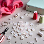 30 Pcs Crystal Glass Star Beads, Matte White 8mm Small Star Shape Crystal Lampwork Glass Loose Beads Lot for Jewelry Making DIY Jewelry Findings Beading Supplies