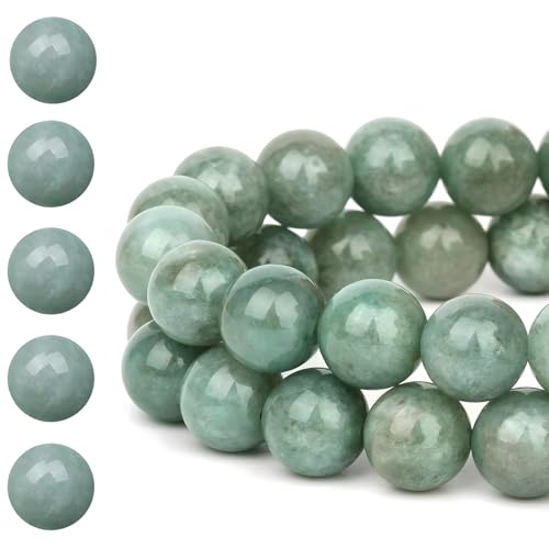 HAAMIIQII 6mm Natural Green Burmese Jade Beads Round Gemstone Loose Beads for Jewelry Making 2 Strands (120-130pcs) - color: Burmese Jade, size: 6mm (120-130pcs)