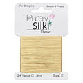 Purely Silk Simply Silk Beading Thread Cord Size E Gold 0.013 Inch 0.33mm 24 Yards Card for Stringing Weaving Knotting Kumihimo