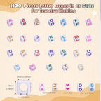 FZIIVQU 1120Pcs Acrylic Square Letter Bead, 6x6mm Letter Bead A-Z with Color Number Bead Color Love Cube Bead Jewelry Making, DIY Necklace, Key Chain, Friendship Bracelet