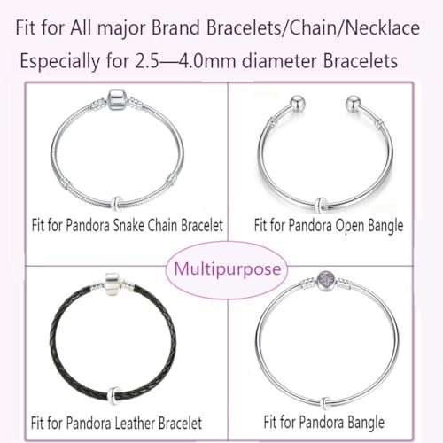 Clip Stopper Charms Sterling Silver Rondelle Spacer Bead for Bracelets (Silver) - color: Silver