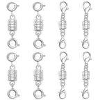 S925 Silver Magnetic Necklace Clasps, S925 Jewelry Making Connectors, Chain Extender Converters for Bracelets Necklace, 8 Pack (8pcs Silvery B) - color: 8pcs silvery B