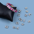 AUEAR, 36 Pack Silver 8mm Full Rhinestone Slide Charms Alloy Letter Crystal A-Z Alphabet with 0-9 Numbers for Bracelets Wristbands DIY Jewelry Making - color: Silver, size: 36 Pack