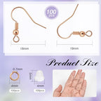 TOAOB 300pcs Earring Hooks Kits Rose Gold French Ear Wires with Ball and Coil 18mm Fish Hook Earring Making Supplies with Jump Rings and Clear Silicone Ear Backs for DIY Jewelry Findings - color: Rose gold