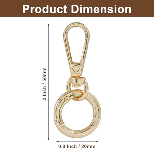 2 Pcs 5-Split Swivel Snap Hooks with Key Rings, Opening Metal Swivel Lobster Claw Clasps for Key Chain Clip, Lanyard, DIY Crafts, Jewelry Making, Bags and Accessories(Gold) - color: Gold