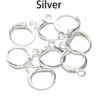 20 Pieces Surgical-Grade Stainless Steel Lever Earring Hooks - Open Loop Findings with 14×12mm Hoop Bases for DIY Jewelry Making Supplies (Silver) - color: Silver