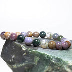 8mm Natural Gemstone Stretch Bracelet, Handmade Unisex Crystal Bracelets for Meditation, Yoga, Spiritual Healing & Positive Energy - color: Moss Agate