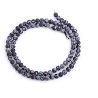 4mm Natural Stone Black Snowflake Jasper Frosted Matte Unpolished Round Spacer Beads for Jewelry Making Strand 15 inch - color: Black Snowflake, size: 4mm