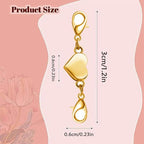 Heart Magnetic Clasp, Double Lobster Closure for Necklace Bracelet, Jewelry Making Connector (3 Silver) - color: 3 silver