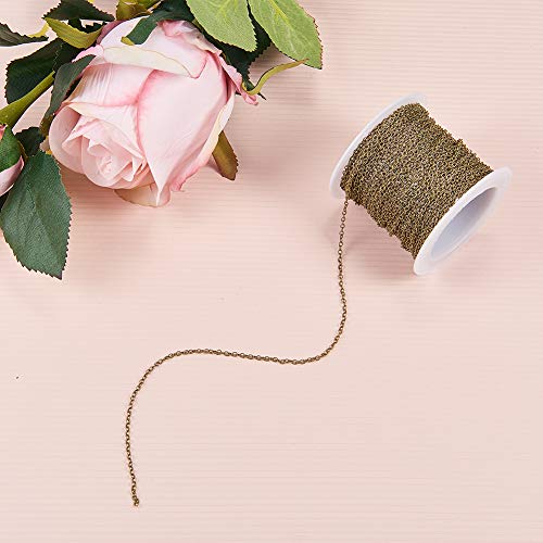 SUNNYCLUE DIY 33 Feet Antique Bronze Curb Cable Chain Link Necklace 1.5x2mm Links with 30 Brass Lobster Claw Clasps and 100 Brass Jump Rings Antique Bronze Jewelry Making Chain for Bracelet Necklace - color: Antique Bronze 2mm
