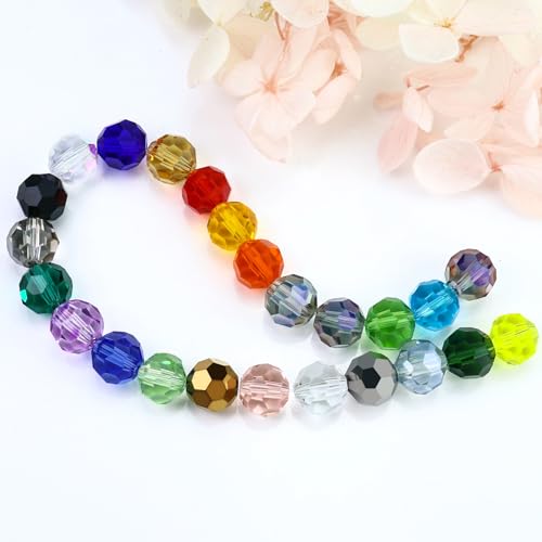 Dowarm 200 Pieces 4mm Round Crystal Glass Beads for Jewelry Making Crafts Wine Charms Wind Chimes Suncatchers, Faceted Rondelle Loose Spacer Beads, Lake Blue - color: 21-Lake Blue | Aquamarine, size: 4MM