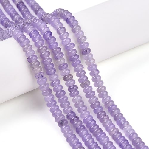 1 Strand Natural White Jade Rondelle Beads Strands Dyed Gemstone Beads Spacers for Jewelry Making Bracelets Necklace DIY Crafts 4.5x2.5~3mm 14.5" About 142~148pcs/strand Medium Purple - color: Medium Purple