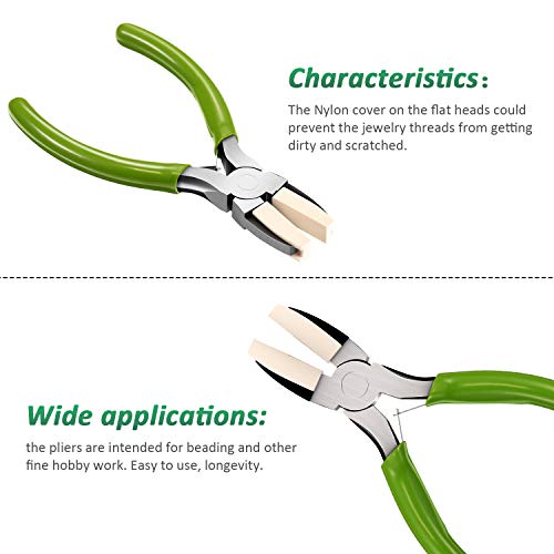 Mudder 2 Packs Nylon Nose Pliers Double Nylon Pliers Carbon Steel Jewelry DIY Tools for Beading Looping Shaping Wire Jewelry Making and Other Crafts, 5.3 Inch(Green) - color: Green