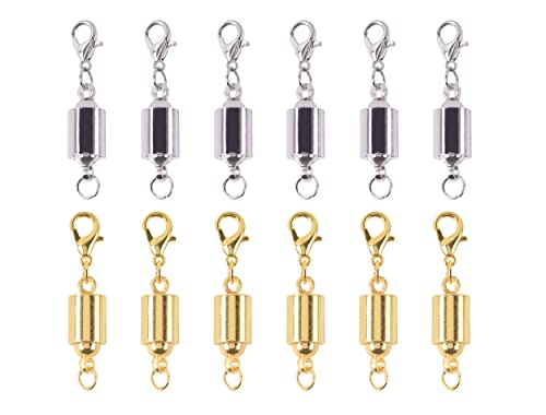 KONMAY 10 Sets Mixed Screw-in Magnetic Necklace Clasps, Safety Magnetic Converter Clasps for Jewelry Making - color: Mixed