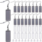 1 Box 60Pcs 20 Sets Black Bezel Earring Blanks 10x25mm Earring Bezel Trays Rectangle Pendant Bezel Blanks with Glass Cabochons Settings Stainless Steel Hooks Accessories for Jewelry Making - style: Style 1