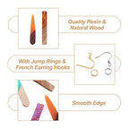FASHEWELRY 18Pcs Wood Resin Earrings Charms Long Drop & Bar Shape Wooden Earring Blanks Earring Findings for Earrings Jewelry Making Kit with 120Pcs Earring Hooks & Jump Rings - color: 0Long Drop & Bar