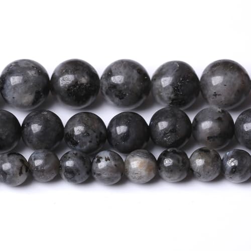 8MM Black Larvikite Round Loose Beads Natural Gem Beads Crystal Energy Stone Beads for Jewelry Making DIY Bracelet Necklace - color: Black Larvikite, size: 8MM