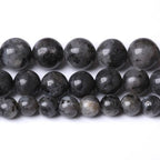 12MM Black Larvikite Round Loose Beads Natural Gem Beads Crystal Energy Stone Beads for Jewelry Making DIY Bracelet Necklace - color: Black Larvikite, size: 12mm