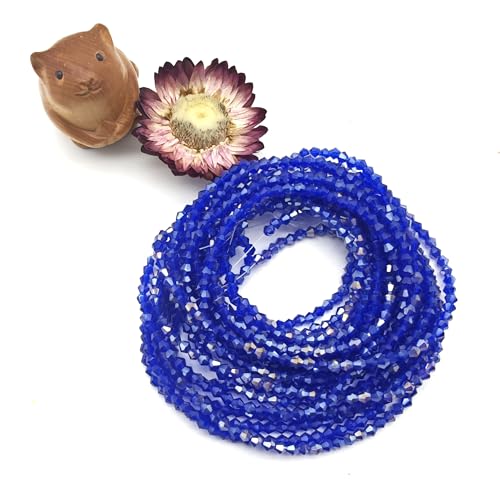 3mm4mm 1100pcs 800pcs Bicone Beads Crystal Glass Faceted Beads for Necklace Bracelet Earrings DIY Jewelry Crafts Making Project (3mm Dark BlueAB) - color: 3mm Dark BlueAB