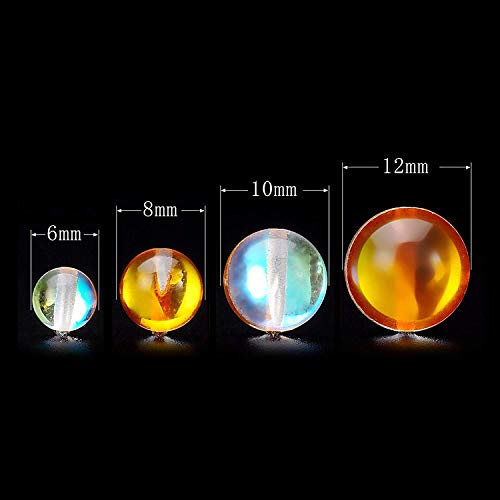 RUBYCA Round Moonstone Crystal Glass Beads Aura Iridescent for Jewelry Making (1 Strand, 8mm, Gold) - color: Gold, size: 8mm