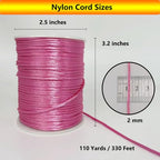 2 mm 330 Feet Satin Nylon Cord String for Jewelry Making Bracelet Necklaces Beading Thread Rattail Macrame Kumihimo Chinese Knot Craft - size: Pink