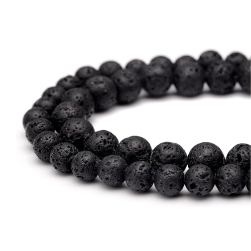 HAAMIIQII 45pcs 8mm Natural Black Lava Stone Beads Round Loose Gemstone Beads for Jewelry Making Strand 15 Inch - color: Black Volcanic Lava, size: 8mm 45pcs