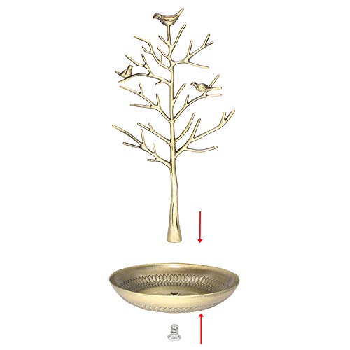 INVIKTUS Silver Birds Tree Jewelry Stand Display Earring Necklace Holder Organizer Rack Tower - color: antique cyan