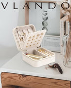 VLANDO Mothers Day Mom Gifts - Travel Jewelry Case, Small Travel Jewelry Organizer Box for Girls Women - White - color: White