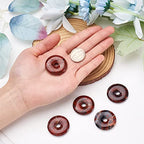FASHEWELRY 5Pcs Donut Disc Natural Mahogany Obsidian Stone Pendants 30x5mm Large Hole Healing Chakra Circle Ring Flat Round Gemstone European Charms for Jewelry Making Hole: 6mm - color: Mahogany Obsidian, Colorful