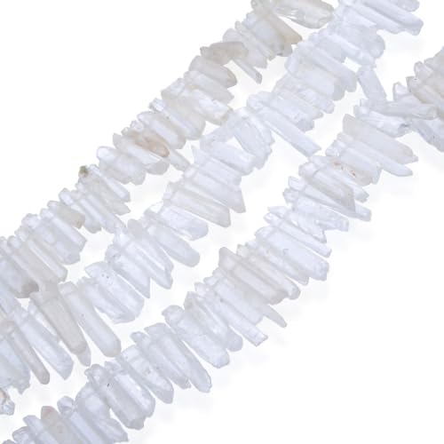 Adabele 30 Inch Natural Raw Healing Clear Crystal Quartz Gemstone Loose Beads Small Drilled Point Chakra Gem Stone Drop Stick GA1 - color: Clear Crystal, size: Small Size (30 Inch/2 Strands)