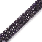 Natural Amethyst 8mm Gemstone Faceted Round Loose Strand Beads for DIY Necklace Bracelet Jewelry Making 15 Inch - color: Amethyst