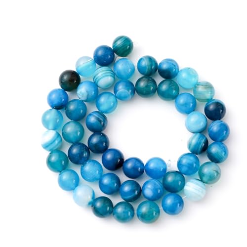 6mm 60pcs DIY Natural Blue Striped Agate Stone Beads Round Healing Crystal Gemstone Loose Beads for Jewelry Making Handmade Bracelet Necklace - color: Blue Striped Agate, size: 6mm