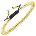 MASSIVE BEADS Natural Healing Power Gemstone Crystal Beads Unisex Adjustable Macrame Bracelets - color: Citrine, size: 6mm