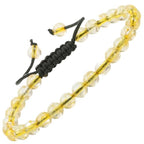 MASSIVE BEADS Natural Healing Power Gemstone Crystal Beads Unisex Adjustable Macrame Bracelets - color: Citrine, size: 6mm