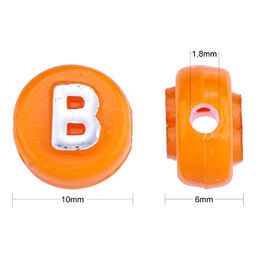 BEEFLYING 632Pcs 10MM Plating Opaque Acrylic Alphabet Beads Acrylic Letter Beads Flat Round Disc Loose Spacer Beads for Jewelry Bracelet Necklace Earring Making DIY Crafts, Dark Orange - color: Dark Orange