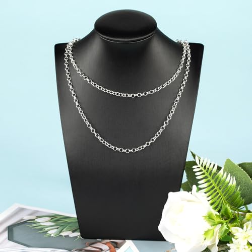 YOUBEIYEE 16.4 Feet Silver Plated Brass Jewelry Chain Roll Rolo Chain Necklace Bracelet DIY for Women Jewelry Supplies Findings - color: Rolo