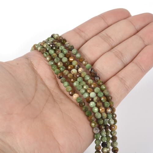 Green Opal 4mm Faceted Round Beads Loose Beads 16 Inch for Jewelry Making Beads - color: Green Opal