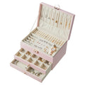 3 Layer Jewelry Box with Lock, Women Large Jewelry Holder Organizer with Drawer for Necklaces, Rings, Bracelets, Earrings, Watches, Valentines Gift for Mom Girl Wife,(Pink) - color: Pink