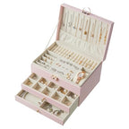3 Layer Jewelry Box with Lock, Women Large Jewelry Holder Organizer with Drawer for Necklaces, Rings, Bracelets, Earrings, Watches, Valentines Gift for Mom Girl Wife,(Pink) - color: Pink