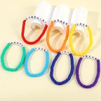Rainbow Heishi Surfer Bracelets Set for Women Stackable Clay Beaded Bracelets Disc Stretch Preppy Bracelets Layering Colorful Friendship Bracelets Team Cheer Bulk Boho Summer Beach Jewelry Gift - style: LUCK