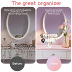 Two-layer T-shaped jewelry organizer, made of textured PU leather, suitable for displaying and organizing bracelets, bangles, and watches. (White and gold) - color: White faux leather