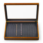 Oirlv Solid Wooden Necklace/Bracelet/Pendant Jewelry Organizer Box 13 Lattice Necklace Showcase Display Holder - size: Grey Necklace/Long chain Box