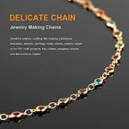 KYUNHOO 5M Colorful Crystal Rhinestones Jewelry Chain Link Gold Plated Brass Chain Bulk for Women Necklace Making Jewelry Supplies DIY Handcrafts with Lobster Clasps and Jump Rings - color: Colorful Bead-Gold